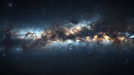 night sky with a glimpse of the Milky Way stretching across the deep black canvas, portrayed in...