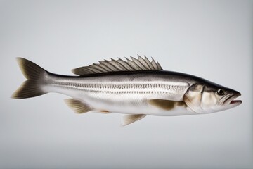 'fish seabass isolated white background seafood fishing food sea bass closeup cooking eating fin...