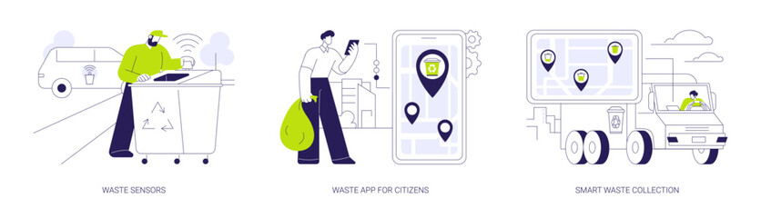 Smart waste management system abstract concept vector illustrations.