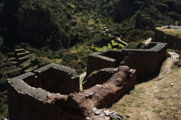 Part of the Pisac archaeological site in Peru - obrazy, fototapety, plakaty
