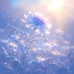 Enrapturing Scenery: Dewy Petals Drenched in Morning Light and Sparkling Droplets of Fresh Rain - obrazy, fototapety, plakaty