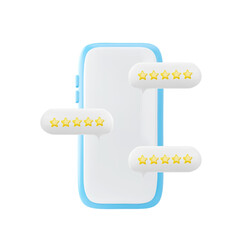 3D star icon ratings on smartphone vector illustration