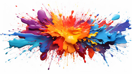 Vibrant Paint Splatter on White Background - obrazy, fototapety, plakaty