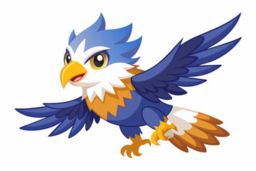 Obraz premium Cute Eagle Soaring gradient illustration in white background