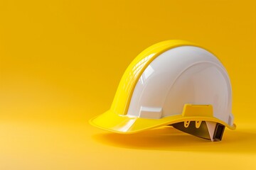 White yellow hard safety helmet hat with copy space, construction safety helmet, safety helmet, construction background