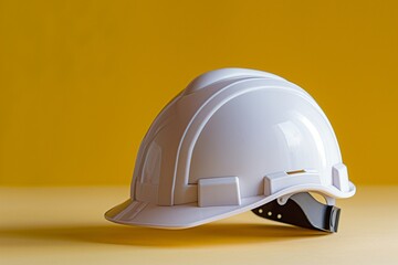 White yellow hard safety helmet hat with copy space, construction safety helmet, safety helmet, construction background