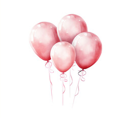 balloons for a baby clipart , watercolor illustration, pink and cream colors сreated with Generative Ai
