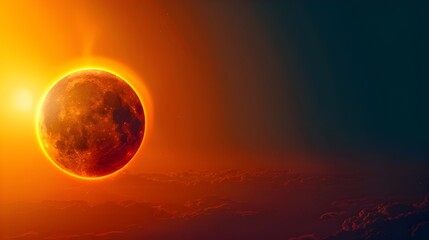 The Moon covering the Sun in a partial eclipse, The moon completely covers the sun in a total solar Eclipse. Illustration Ai generated 
