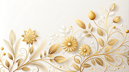 Golden Floral Ornament Background with Vintage Design and Antique Touch