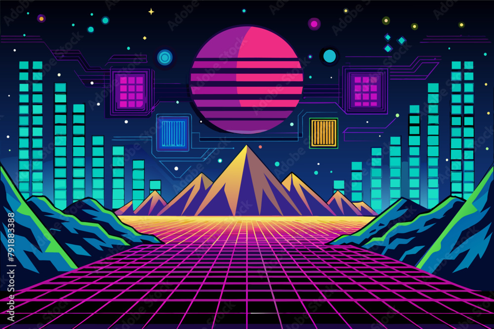 Poster Futuristic interpretation of binary code