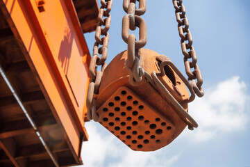 chain sling on an industrial crane сreated with Generative Ai