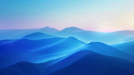 Blue light and blue background hills with gradient