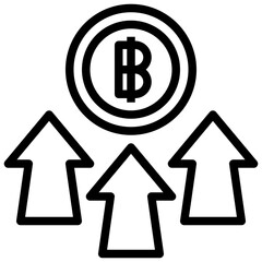 increase,stock price,value,upward arrow,trend,business and finance,bar graph,baht,arrows.svg