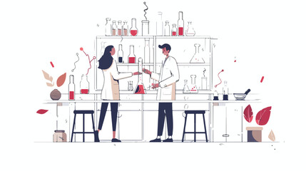 Web banner template with pair of scientists