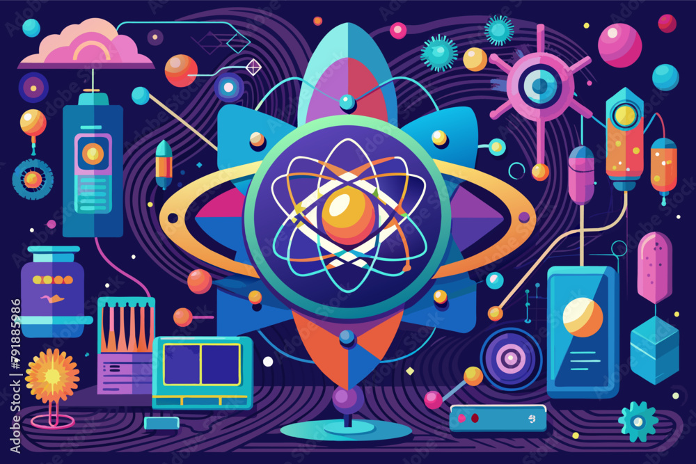 Poster quantum computing abstract design with intricate patterns