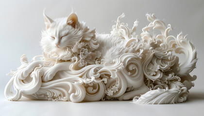 Luminous pets with intricate details contrasted against a pure white backdrop