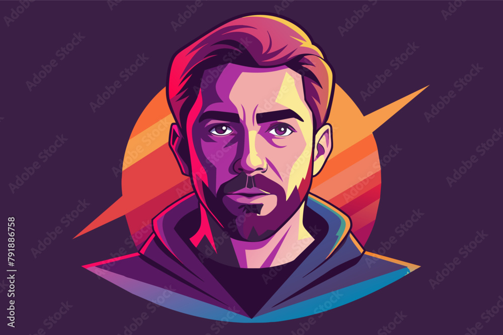 Poster man with beard face vector