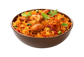biryani with chicken isolated on transparent background, cut out
