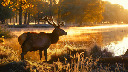 Red Deer in morning Sun