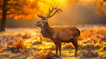 Red Deer in morning Sun