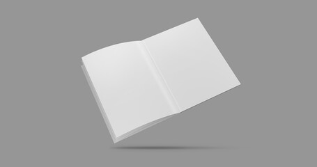 White Vertical Stapled Book. 3D Illustration.