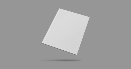 White Vertical Stapled Book. 3D Illustration.