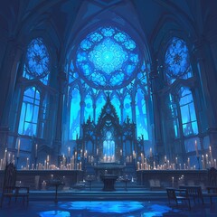 Glimmering Grandeur: Gothic Cathedrals in the Afterglow - obrazy, fototapety, plakaty