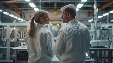 Professional Scientists Collaborating in a High-Tech Laboratory