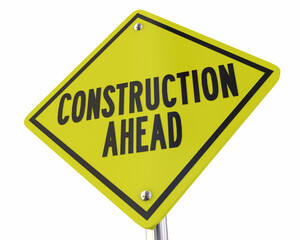 Construction Ahead Sign Yellow Warning Road Work Coming Alert 3d Illustration
