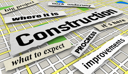 Construction Ahead News Headlines Road Project Work Alert 3d Illustration