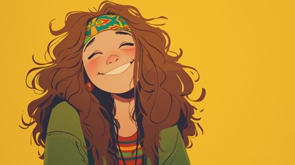 Cartoon character representing a free spirited hippie guy