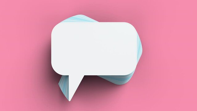 Light blue stickers, dialog box on a pink background. 3g rendering animation.