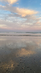 Amelia Island Beach at Sunset with Pink Clouds