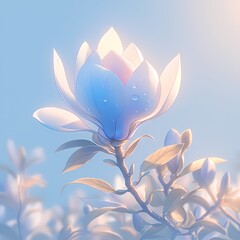 Tranquil Blue Magnolia in Sunlit Garden