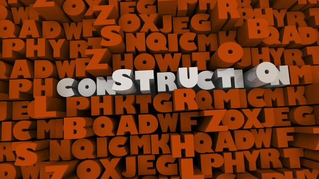 Construction Word Building Work Project Letters 3d Animation