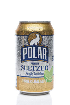 IRVINE, CALIFORNIA - 22 APR 2024: A can of Polar Ginger Lime Mule Seltzer.