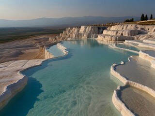 Obraz premium Pamukkale Pools: Calcium Terraces and Thermal Springs, Turkey's Cotton Castle
