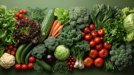Variety of fresh organic vegetables on rustic background