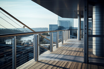 architectural photography of stainless steel cable balcony сreated with Generative Ai
