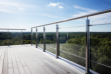 Fototapeta na wymiar architectural photography of stainless steel cable balcony сreated with Generative Ai