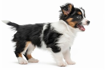 Fototapeta premium happy Papillon puppy, isolated on white background