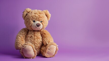 Obraz premium Brown teddy bear isolated in front of a purple background