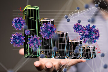 virus Connecting lines and dots.Big data visualization