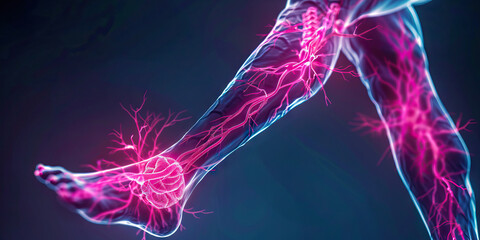 Deep Vein Thrombosis (DVT): The Leg Swelling and Pain - Visualize a person with highlighted veins showing clot formation, experiencing leg swelling and pain