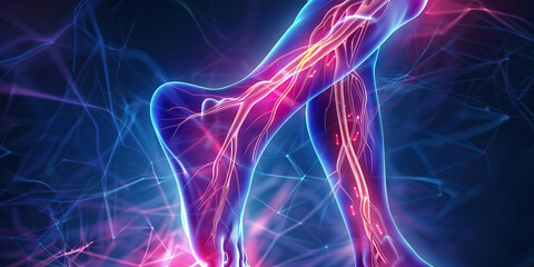 Deep Vein Thrombosis (DVT): The Leg Swelling and Pain - Visualize a person with highlighted veins showing clot formation, experiencing leg swelling and pain