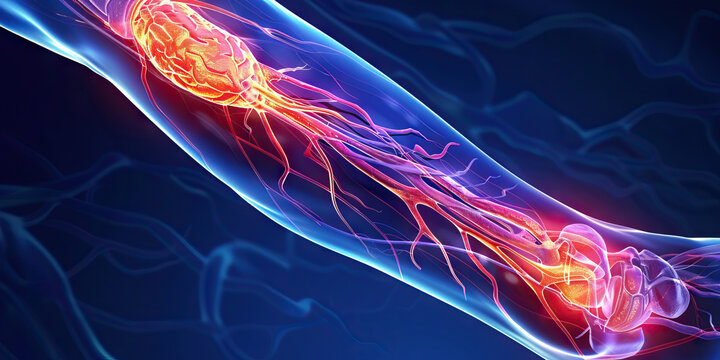 Deep Vein Thrombosis (DVT): The Leg Swelling and Pain - Visualize a person with highlighted veins showing clot formation, experiencing leg swelling and pain