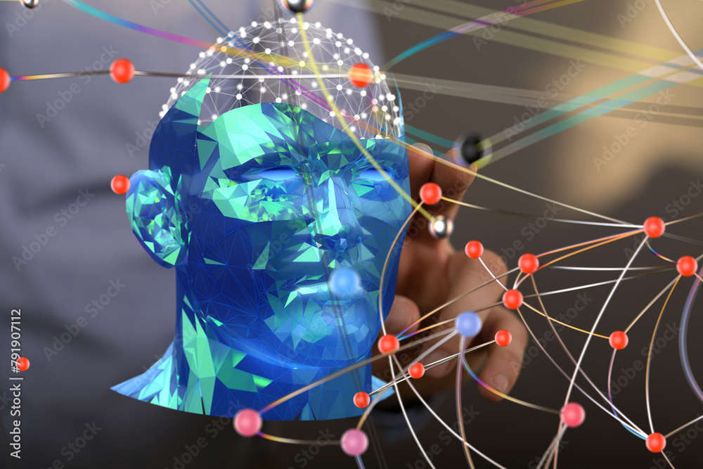 Aufkleber futuristic wave, futuristic data stream - 3d