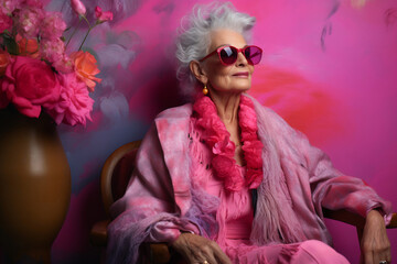 Elegant Senior Lady in Pink