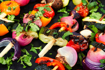 Colorful vegetable shashliks.