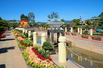 The avenue with lilies in the flower park of Da Lat - 791907503